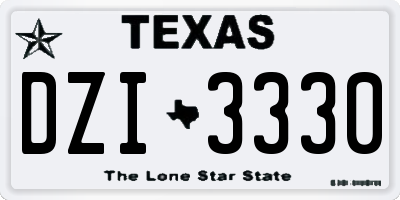 TX license plate DZI3330
