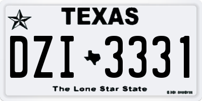 TX license plate DZI3331