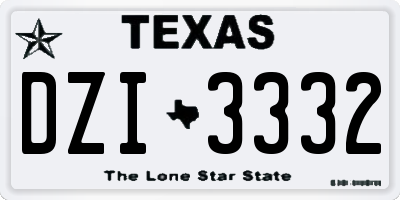 TX license plate DZI3332