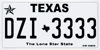 TX license plate DZI3333