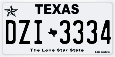 TX license plate DZI3334