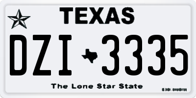 TX license plate DZI3335