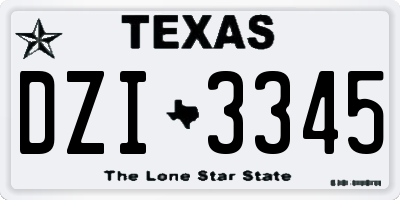 TX license plate DZI3345