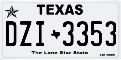 TX license plate DZI3353