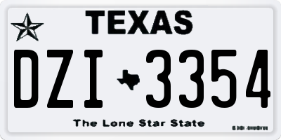 TX license plate DZI3354