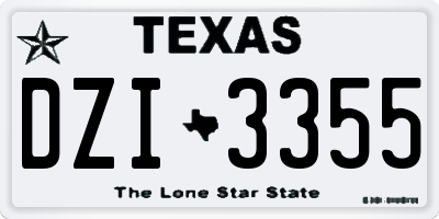 TX license plate DZI3355