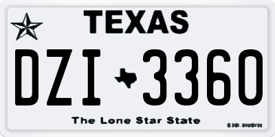 TX license plate DZI3360