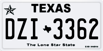 TX license plate DZI3362