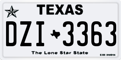 TX license plate DZI3363