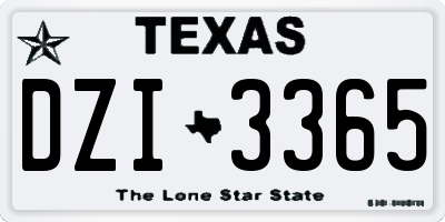 TX license plate DZI3365