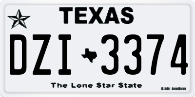 TX license plate DZI3374