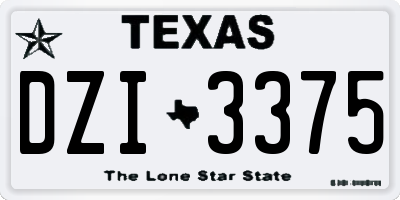 TX license plate DZI3375