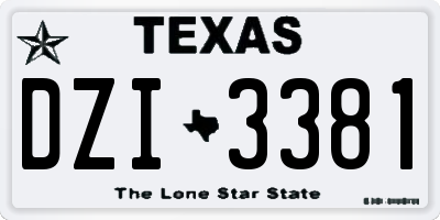 TX license plate DZI3381