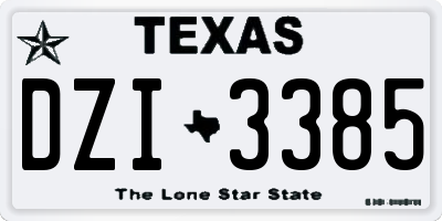 TX license plate DZI3385