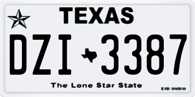 TX license plate DZI3387