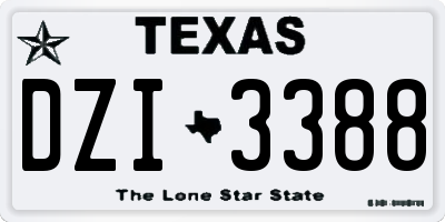 TX license plate DZI3388