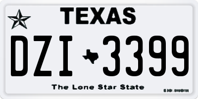 TX license plate DZI3399