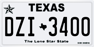 TX license plate DZI3400