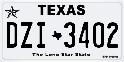 TX license plate DZI3402