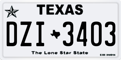 TX license plate DZI3403