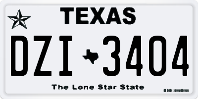 TX license plate DZI3404