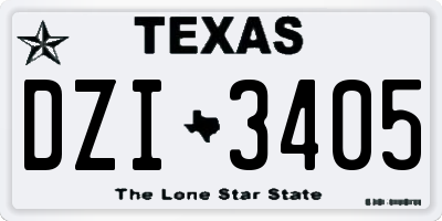 TX license plate DZI3405