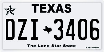 TX license plate DZI3406