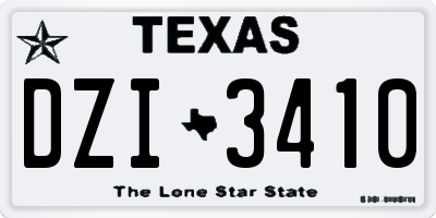 TX license plate DZI3410