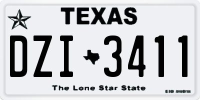 TX license plate DZI3411