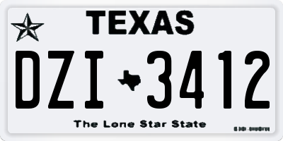 TX license plate DZI3412