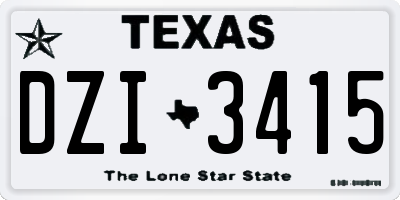 TX license plate DZI3415