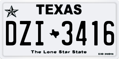 TX license plate DZI3416