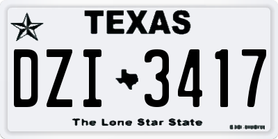 TX license plate DZI3417
