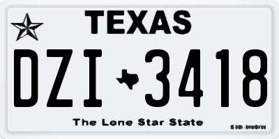 TX license plate DZI3418