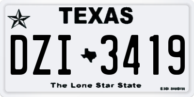 TX license plate DZI3419