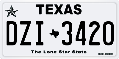 TX license plate DZI3420