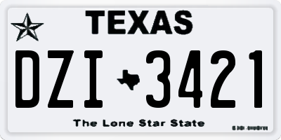 TX license plate DZI3421