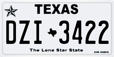 TX license plate DZI3422