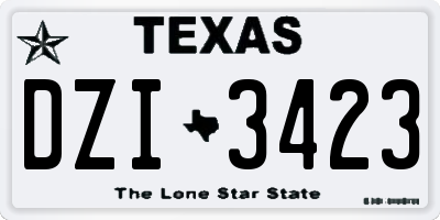 TX license plate DZI3423