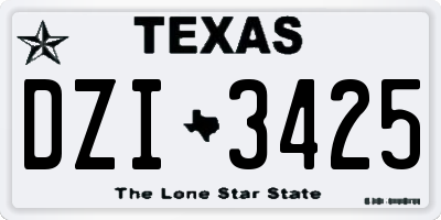 TX license plate DZI3425
