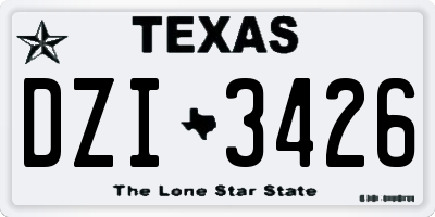 TX license plate DZI3426