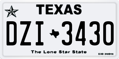 TX license plate DZI3430