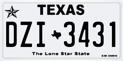 TX license plate DZI3431
