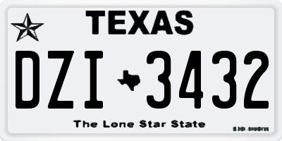 TX license plate DZI3432