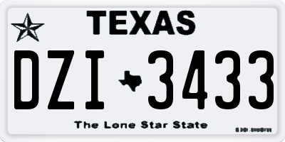TX license plate DZI3433
