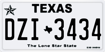TX license plate DZI3434