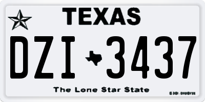 TX license plate DZI3437