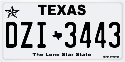 TX license plate DZI3443