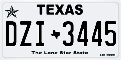 TX license plate DZI3445