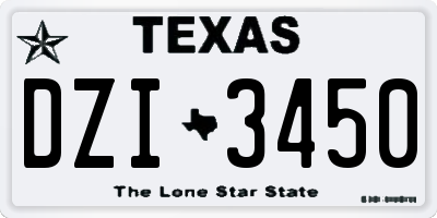 TX license plate DZI3450